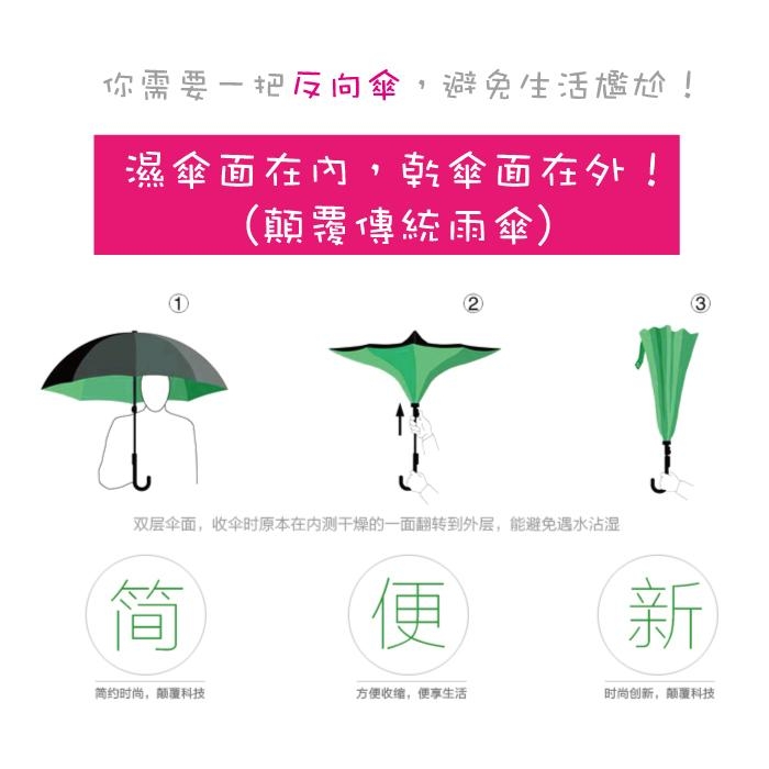 【生活良品】C型雙層海軍紋自動反向直立晴雨傘-條紋款深藍藏青色(外層黑+內層條紋深藍色)