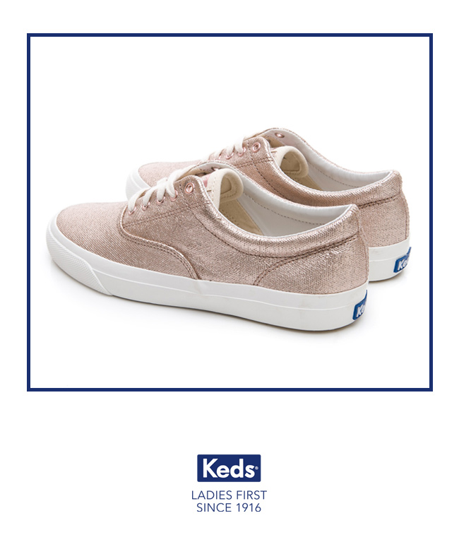 Keds ANCHOR 霧面光澤復刻綁帶休閒鞋-玫瑰金