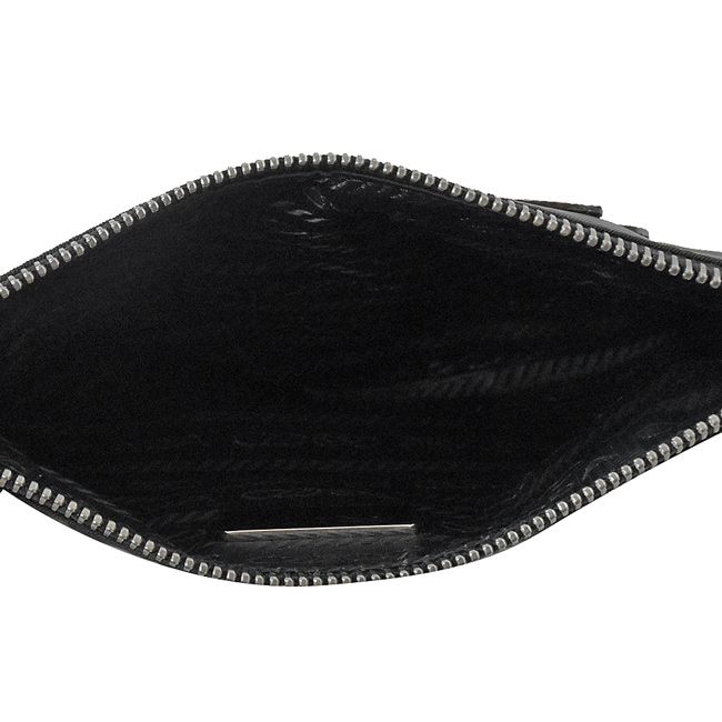 PRADA 三角LOGO立體狗狗圖樣尼龍小鍊包/手拿包(藍/黑)