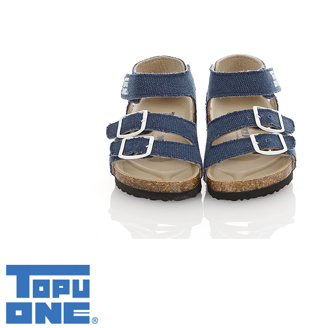 TOPUONE童鞋 輕量減壓吸震腳床型涼鞋-藍