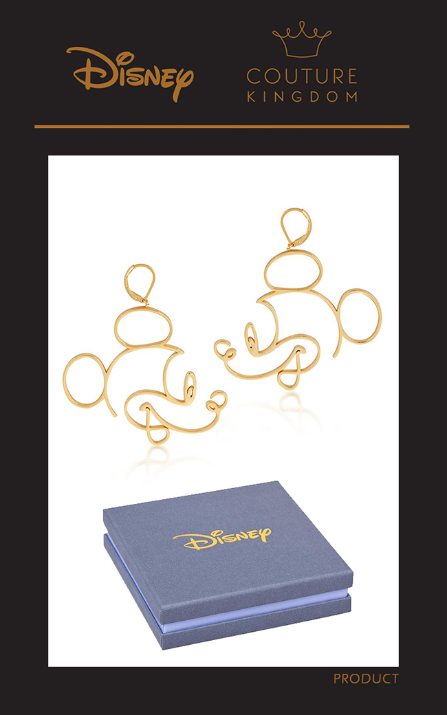 Disney Jewellery by Couture Kingdom 米奇鏤空線條金耳環