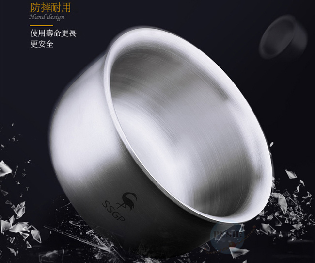 PUSH!餐具304不鏽鋼碗防摔防燙飯碗雙層加厚泡麵碗湯碗 (15.5CM) E108-1