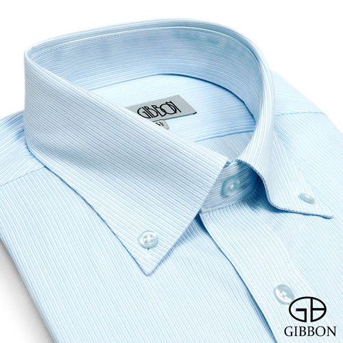 GIBBON 立體條紋透氣長袖襯衫‧水藍