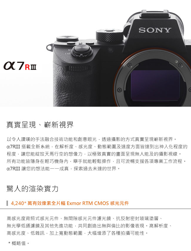 SONY A7R III (R3 / RIII) 單機身(公司貨)