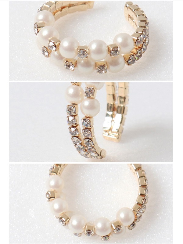 雙排優雅珍珠戒指-OB大尺碼