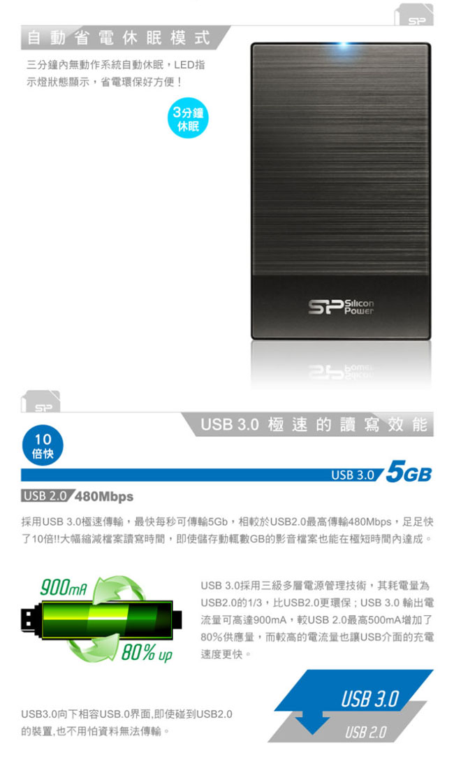 SP廣穎 Diamond D05 2TB(黑) 2.5吋行動硬碟