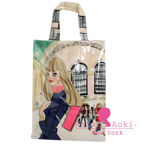 Reiko Aoki 青木禮子 Grandcentral彩繪防水中型手提袋-淺黃色