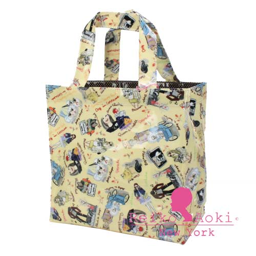 Reiko Aoki 青木禮子 Dogs-custom彩繪防水小型手提袋-淺黃色