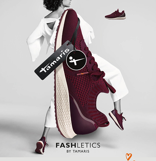 TAMARIS(女) Fashletics 系列 引帶高底異材質時尚運動鞋 - 灰藍