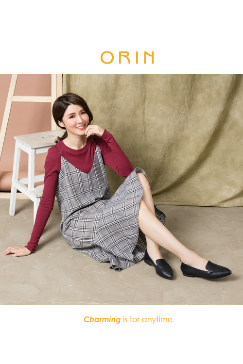 ORIN 優雅品味 柔軟牛皮素面尖頭樂福鞋-深藍