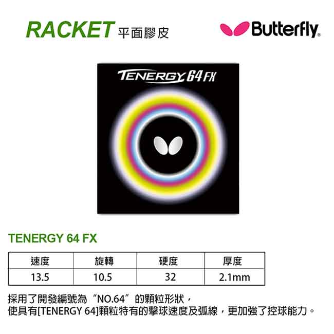 BUTTERFLY TENERGY 64 FX 選手級 膠皮 05920