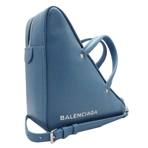 BALENCIAGA全牛皮三角手提斜背包(藍色)