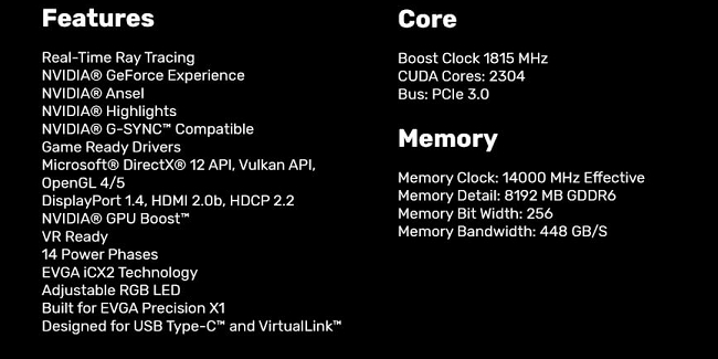 艾維克EVGA RTX2070 8GB FTW3 ULTRA BP GDDR6 顯示卡