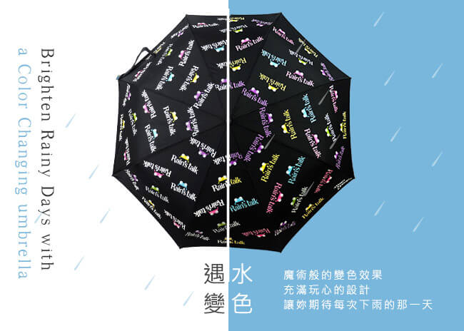Rains talk 小青蛙抗UV變色三折自動開收傘