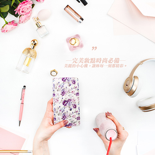 apbs iPhone XR 6.1吋施華水晶鑽皮套-紫薔薇