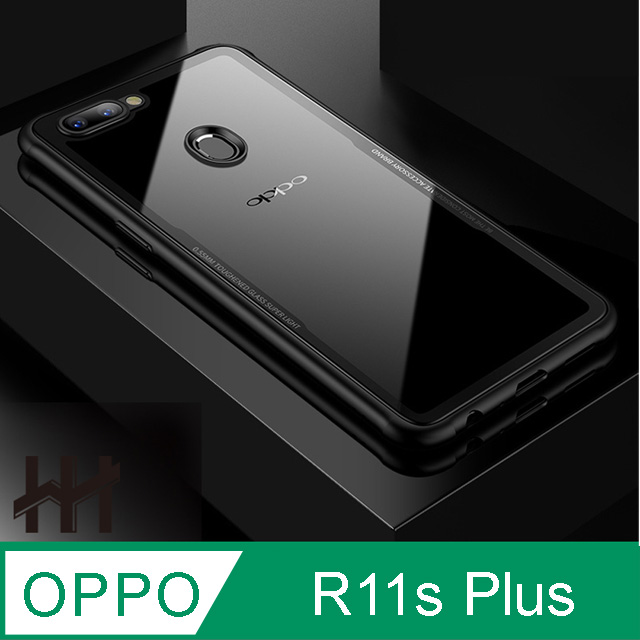 鋼化玻璃手機殼系列 OPPO R11s Plus (6.43吋) (透明黑邊)