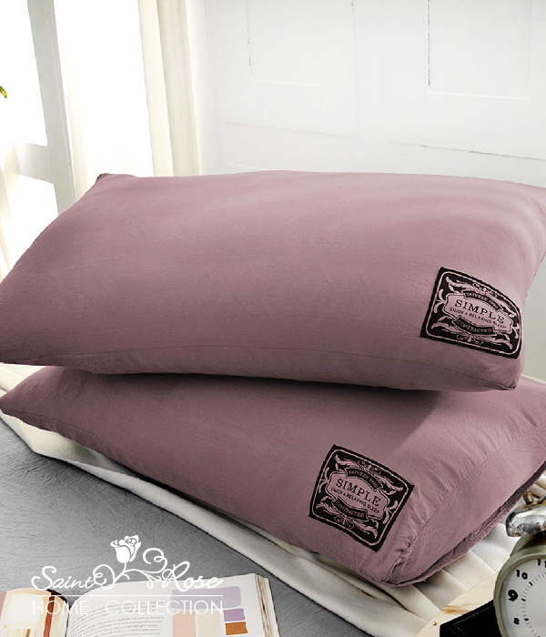 Saint Rose 簡約-紫純淨水洗絲 枕套一對