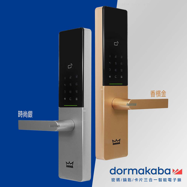 dormakaba 密碼/卡片/鑰匙智能電子門鎖DSL-700-時尚銀(附基本安裝)