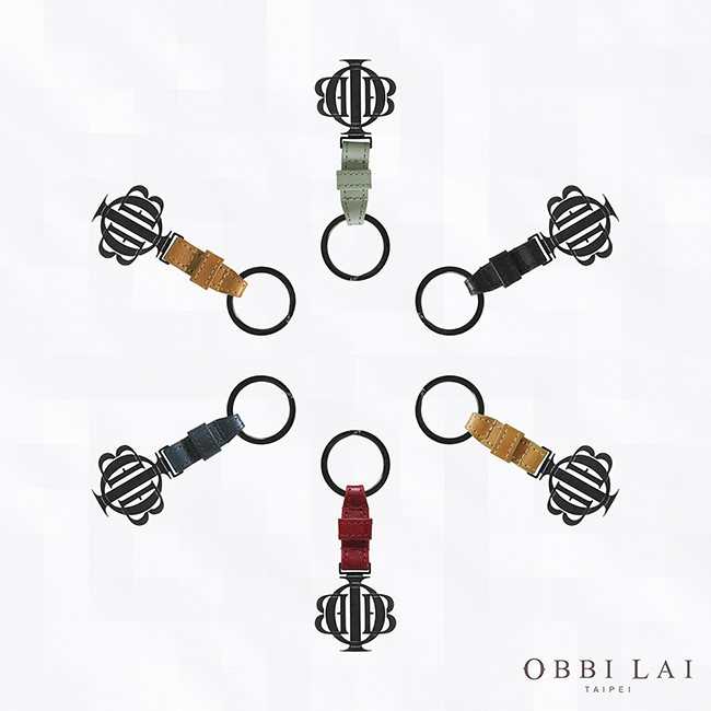 OBBI LAI 義大利牛皮槍黑色不鏽鋼鑰匙圈吊飾 OLKR001B