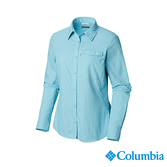 Columbia 哥倫比亞 女款-UPF50快排長袖襯衫-藍色 UAK26570BL