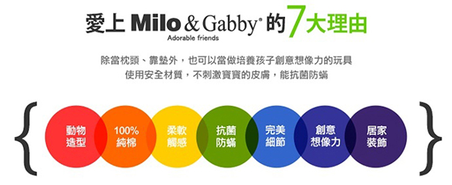 Milo&Gabby動物好朋友-超細纖維防蹣抗菌mini枕心枕套組(TOM小虎)