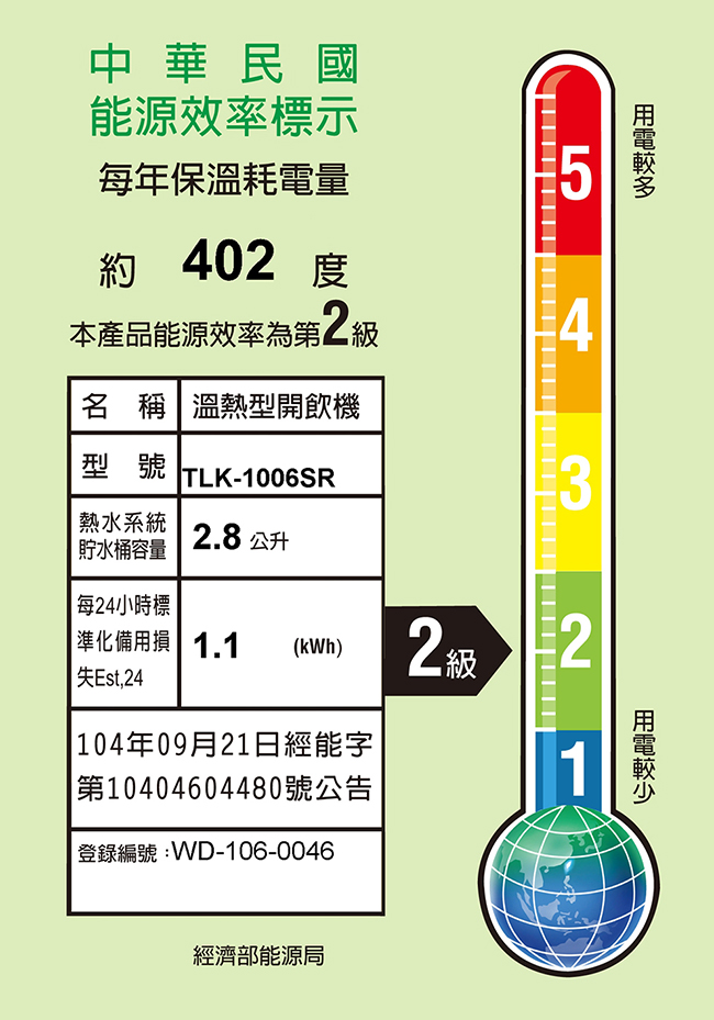 TATUNG大同 大同蒸氣式開飲機(TLK-1006SR)