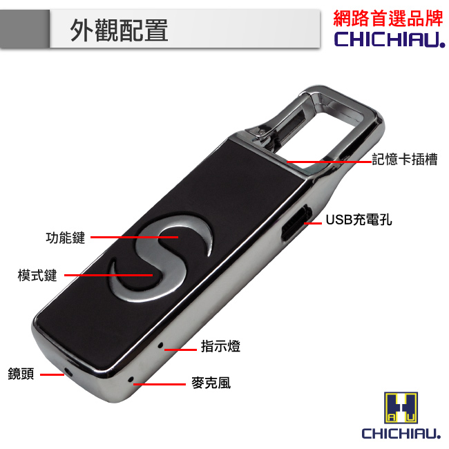 【CHICHIAU】720P 金屬高清鑰匙圈造型微型針孔攝影機