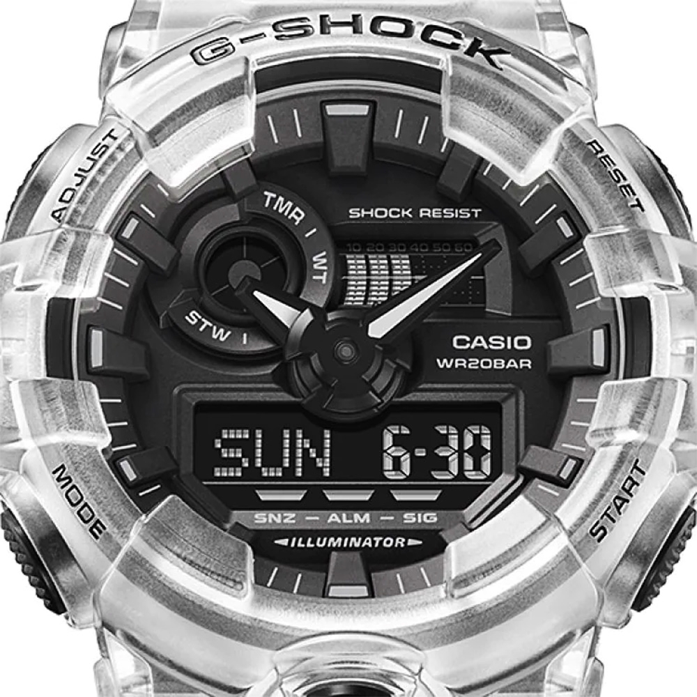 CASIO 卡西歐G-SHOCK 骷髏系透明雙顯運動手錶GA-700SKE-7A | G