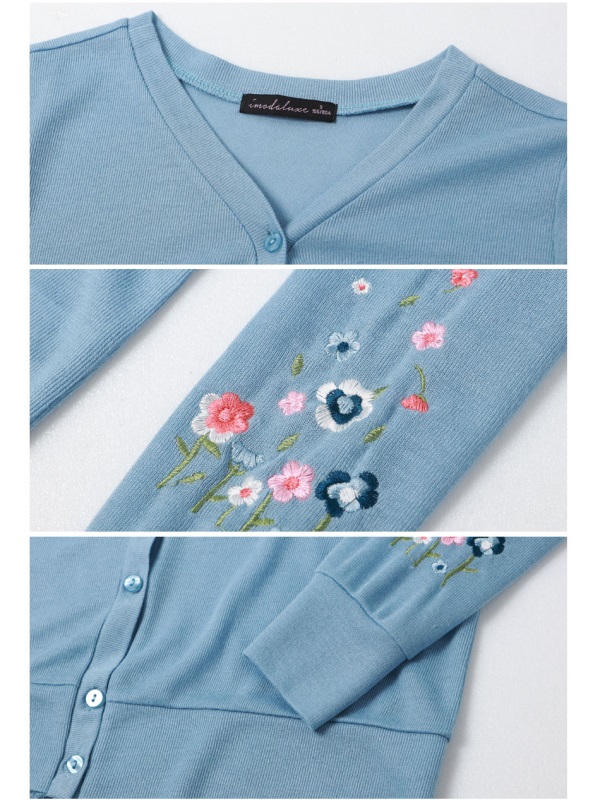 花朵刺繡輕薄針織外套-OB大尺碼