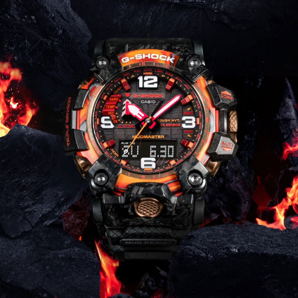 CASIO卡西歐G-SHOCK 40周年限定泥人太陽能電波雙顯錶-GWG-2040FR-1A