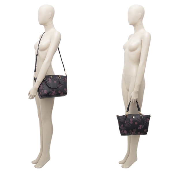 COACH 卵石皮革 印花 / Kelsey 手提兩用包(中款/黑色)