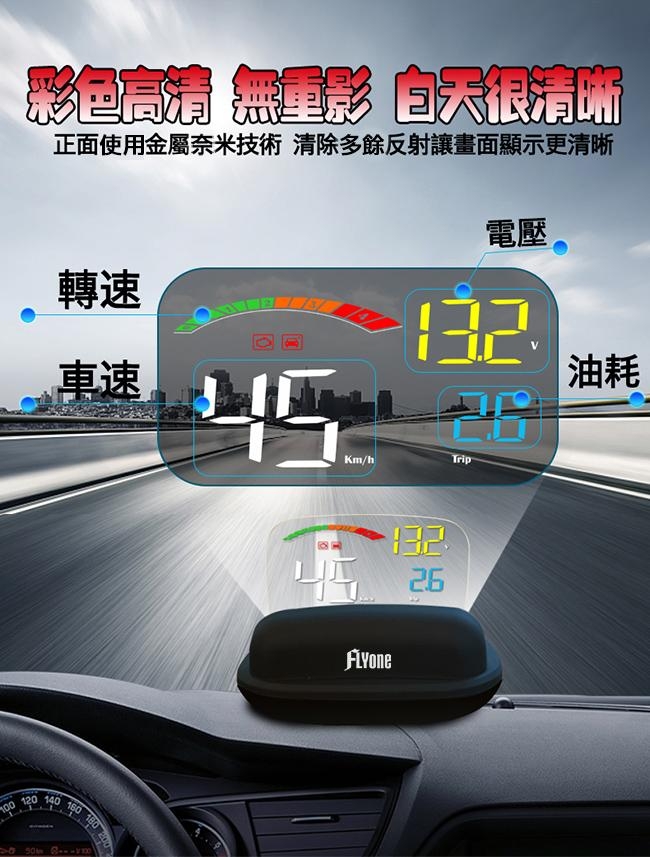 FLYone C800 HUD OBD2/GPS 雙系統多功能汽車抬頭顯示器-自