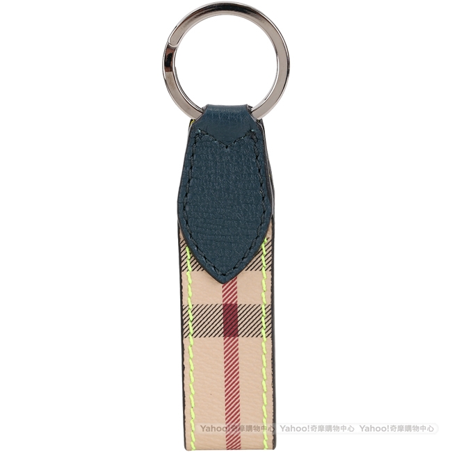 BURBERRY Haymarket 經典格紋鑰匙圈(藍綠色)