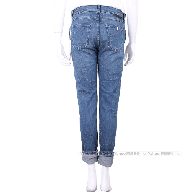 Stella McCartney 星星刷破圖騰反摺丹寧男友褲