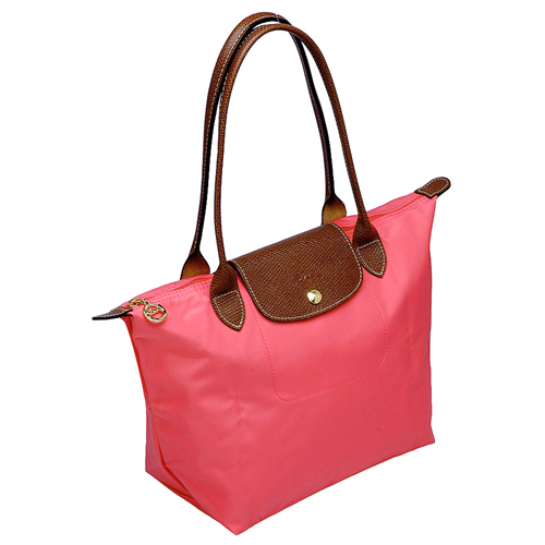 LONGCHAMP 經典 Le Pliage系列摺疊長提把水餃手提包(小-櫻花粉)