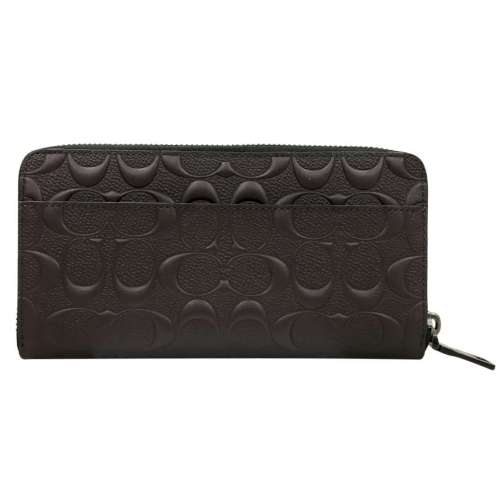 COACH 浮雕滿版C LOGO PVCㄇ型拉鍊12卡長夾(咖啡)