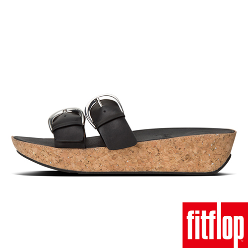 FitFlop DUO-BUCKLE SLIDE SANDALS 黑