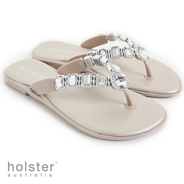 HOLSTER寶石水鑽人字帶時尚夾腳鞋-香檳色