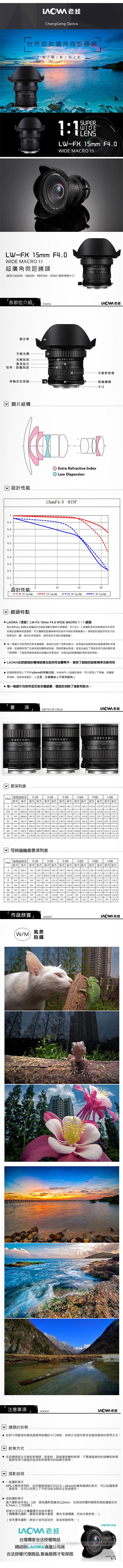 LAOWA 老蛙 15mm F4 Macro 1:1 微距 手動鏡頭 (公司貨)