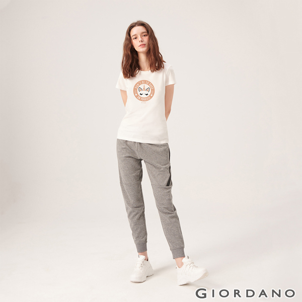 GIORDANO 女裝夢幻獨角獸系列印花T恤-01 皎雪