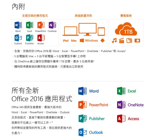 Microsoft 微軟 Office 365 家用一年訂閱下載版