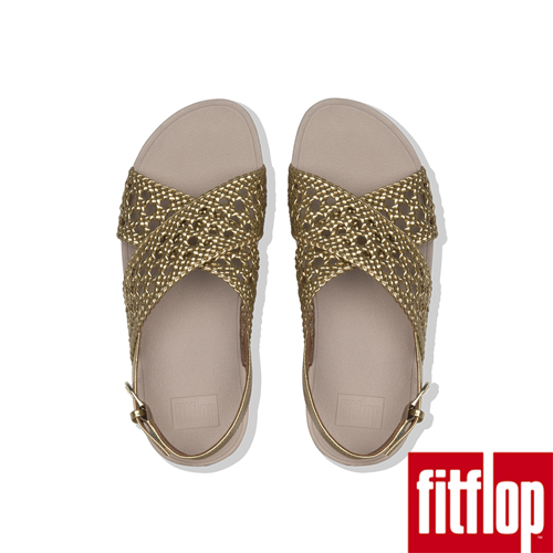 FitFlop LULU編織後帶涼鞋金色