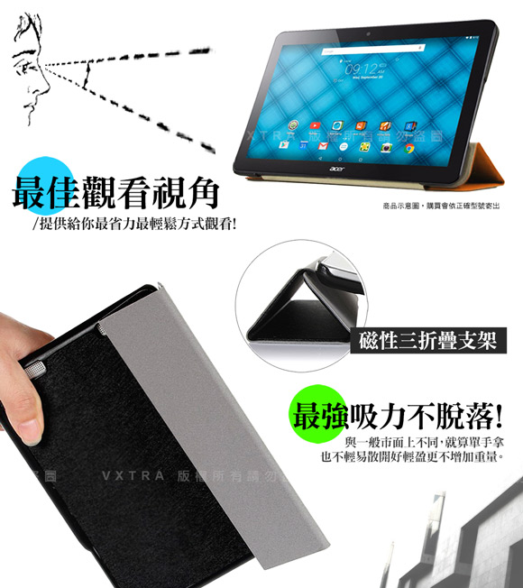 VXTRA ACER Iconia One 10 B3-A10經典皮紋平板皮套