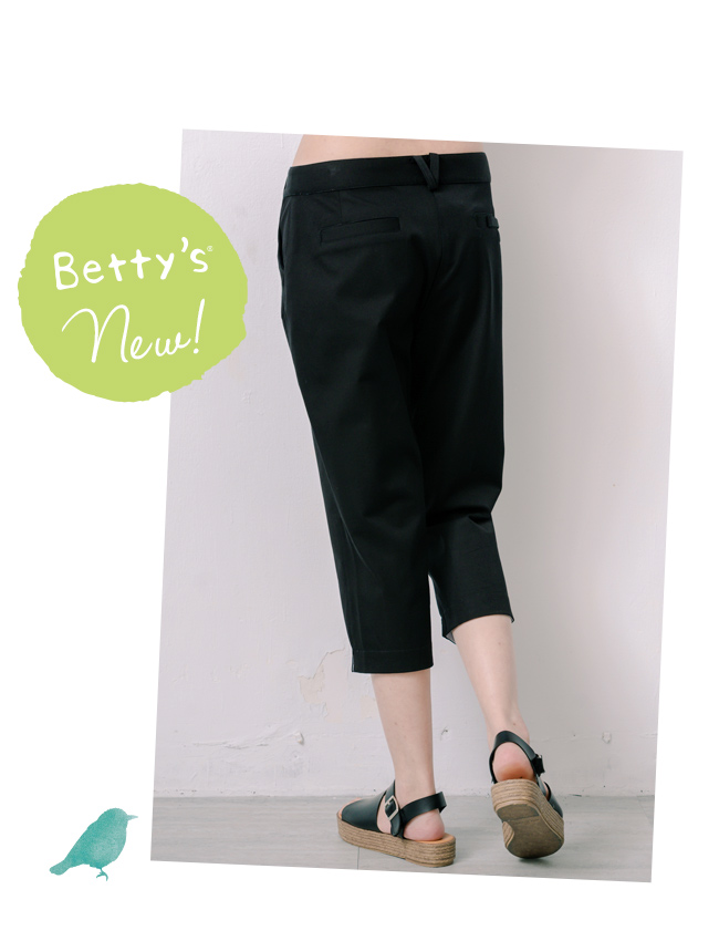 betty’s貝蒂思　文藝風素色微彈性七分褲(黑色)