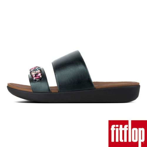 FitFlop DELTA BEJEWELLED SLIDES-銀河綠