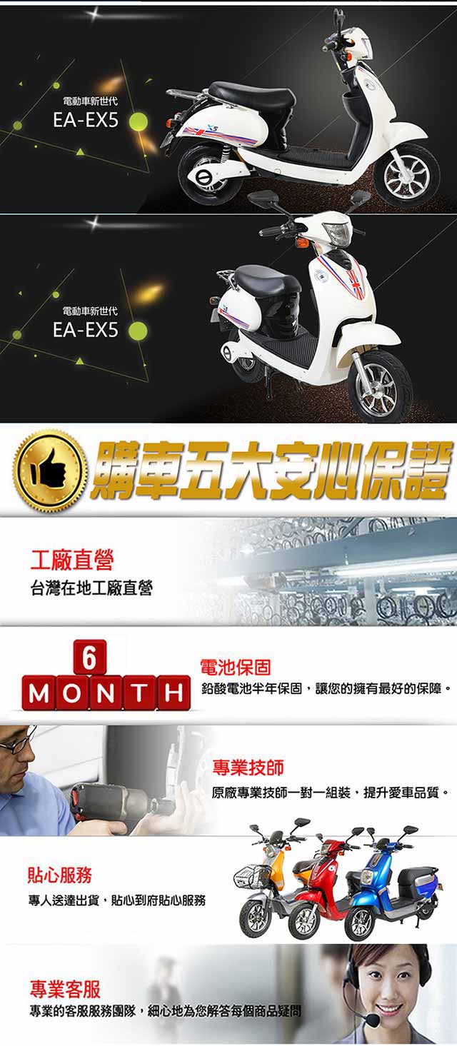 【e路通】EA-EX5 9古錐 圓潤線條 48V鉛酸 LED燈 電動車 (電動自行車)