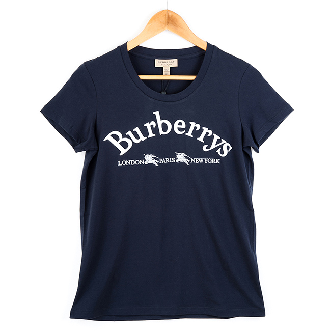 BURBERRY 經典藏徽標繡飾棉質T恤 (深藍)