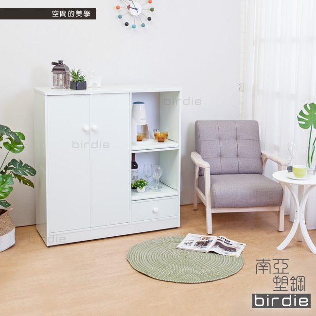 Birdie南亞塑鋼-3.6尺二門一抽二拉盤塑鋼電器櫃(白色)108x41x115cm