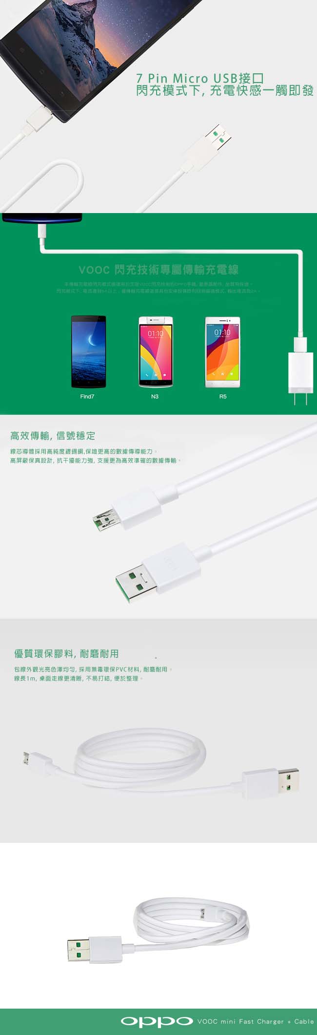 OPPO VOOC mini 原廠閃充電源適配器AK775+USB閃充充電線