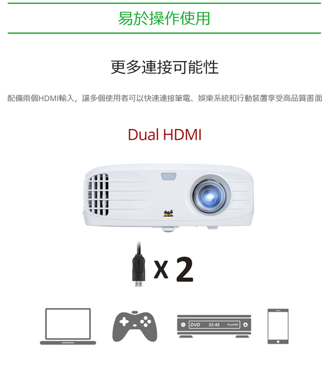 ViewSonic PX700HD Full HD 家庭娛樂投影機(3500流明)